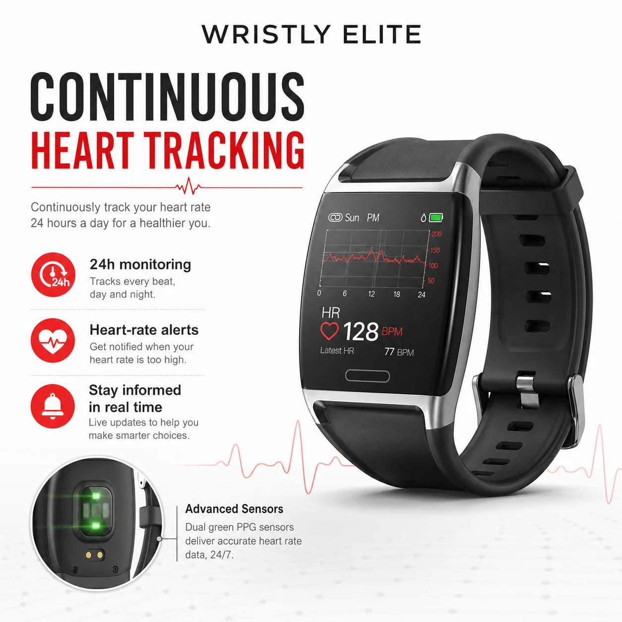 WRISTLY™ ELITE heart-rate and wellness trends